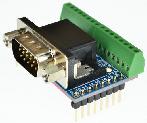 DB15HD VGA Male connector Breakout Board