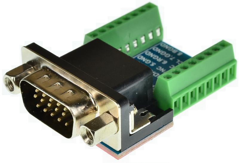 DB15HD VGA Male connector Breakout Board