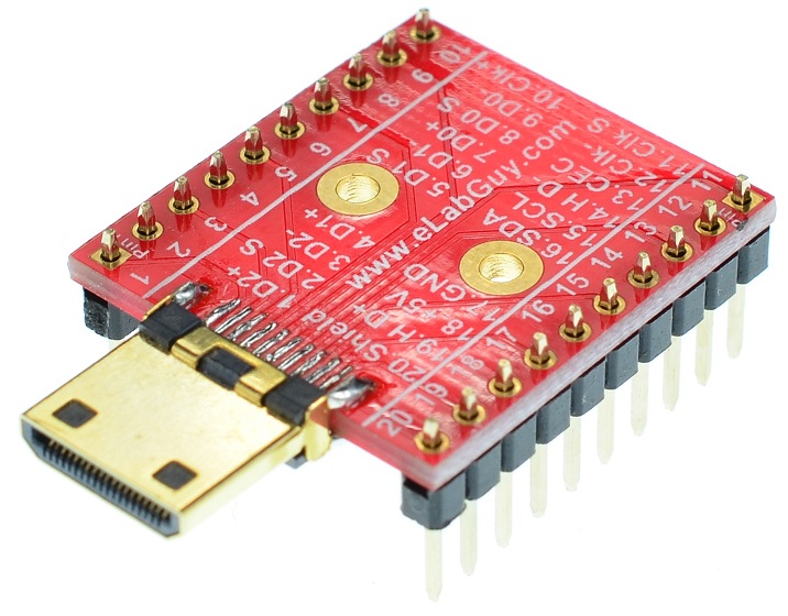 HDMI Type A Female socket Breakout Board adapter eLabGuy HDMI-AF-BO-V1AC 